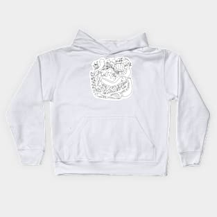 Black and White Doodle Art "Calm Expression" Kids Hoodie